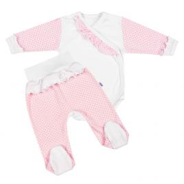 New Baby Pöttyös 2 részes baba együttes fehér-rózsaszín