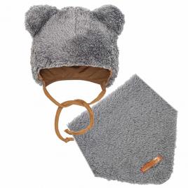Téli baba sapka és nyakba való kendő New Baby Teddy bear szürke