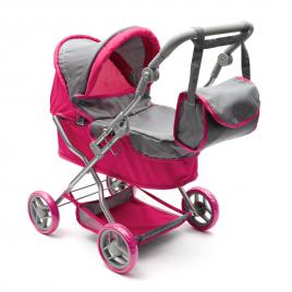 Játék mély játékbabakocsi Baby Mix Viola rózsaszín szürke