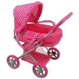 Mély játékbabakocsi játékbabáknak Baby Mix pöttyös rózsaszín