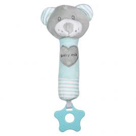 Sípolós plüss játék rágókával Baby Mix maci menta