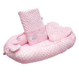 New Baby Minky Nyuszi rózsaszín Luxus babafészek párnával és paplannal