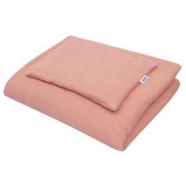 New Baby Muszlin ágynemű szett kiságyba töltettel 100x70 cm rózsaszín