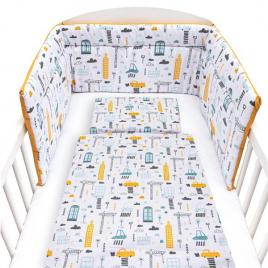 3 részes ágyneműhuzat New Baby 90/120 cm Város mustár