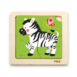 Fa képes kirakó puzzle Viga 4 db Zebra