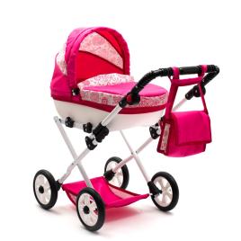 Játékbabakocsi New Baby COMFORT rózsaszín szivecskés