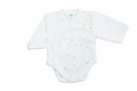 Elöl patentos hosszú ujjú baba body madárka mintával