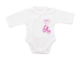 Elöl patentos hosszú ujjú baba body Kis cipő mintával