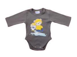 Hosszú ujjú baba body  Macis mintával