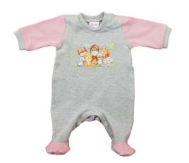 Hosszú ujjú belül bolyhos, elöl patentos rugdalózó Állatos mintával