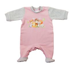 Hosszú ujjú belül bolyhos, elöl patentos rugdalózó Állatos mintával