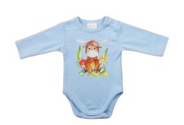 Hosszú ujjú baba body Állatos mintával