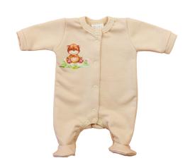 Hosszú ujjú belül bolyhos, elöl patentos rugdalózó Állatos mintával