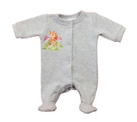 Hosszú ujjú belül bolyhos, elöl patentos rugdalózó Állatos mintával