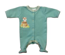 Hosszú ujjú belül bolyhos, elöl patentos rugdalózó Állatos mintával