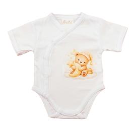 Rövid ujjú elöl patentos baba body Macis mintával