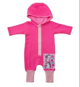 Kapucnis hosszú ujjú overál unikornis mintával