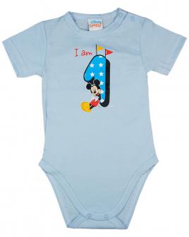 Disney Mickey szülinapos rövid ujjú baba body 1 éves kék