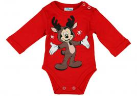 Disney Mickey Piros karácsonyi hosszú ujjú baba body 