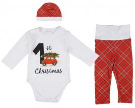 Karácsonyi 1st Christmas 3 részes baba szett