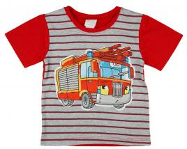 Rövid ujjú fiú póló tűzoltóautó mintával