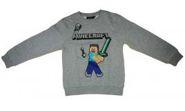 Belül bolyhos hosszú ujjú fiú pulóver Minecraft mintával