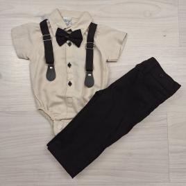 Baba alkalmi szett kisfiúknak Bézs bodyval