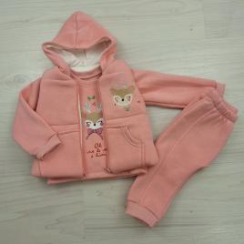 3 részes rénszarvasos szett Babarózsaszín