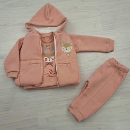 3 részes rénszarvasos szett babáknak Lazacszín