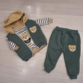 Hippil Baby 3 részes macis szett kisfiúknak Zöld