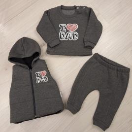 Minice 3 részes kisfiú szett I❤️Dad felirattal Szürke
