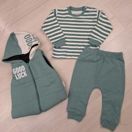 Minice 3 részes átmeneti szett Zöld Good luck felirattal