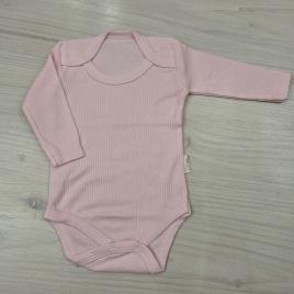 Nayinom Bordázott, hosszú ujjú baba body rózsaszín