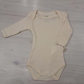 Oak+Pine Bordázott, hosszú ujjú baba body Krém