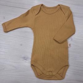 Oak+Pine Bordázott, hosszú ujjú baba body Barna