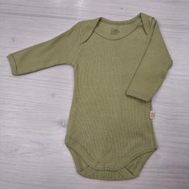 Oak+Pine Bordázott, hosszú ujjú baba body Zöld