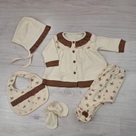 Minizejn Bájos, virágos szett Barna