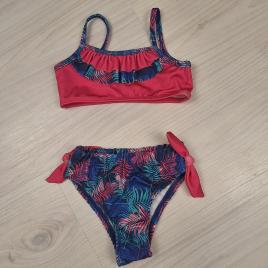 Lyrax Pink-kék levélmintás kislány bikini
