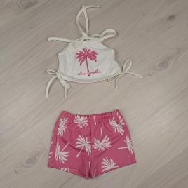 Lyrax Fehér-rózsaszín bikini pálmafa mintával