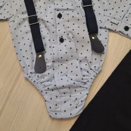 Baba alkalmi szett kisfiúknak Kék mintás bodyval
